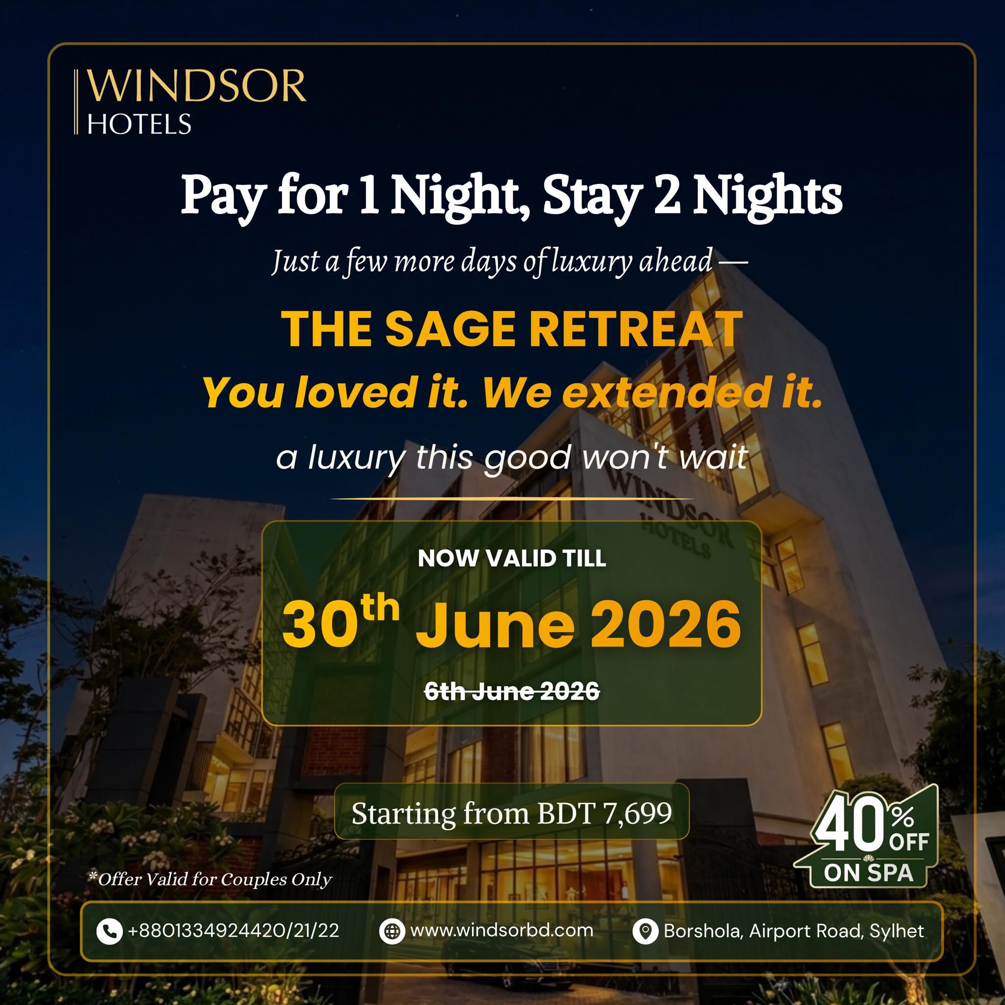 The Sage Retreat current Windsor offer artwork
